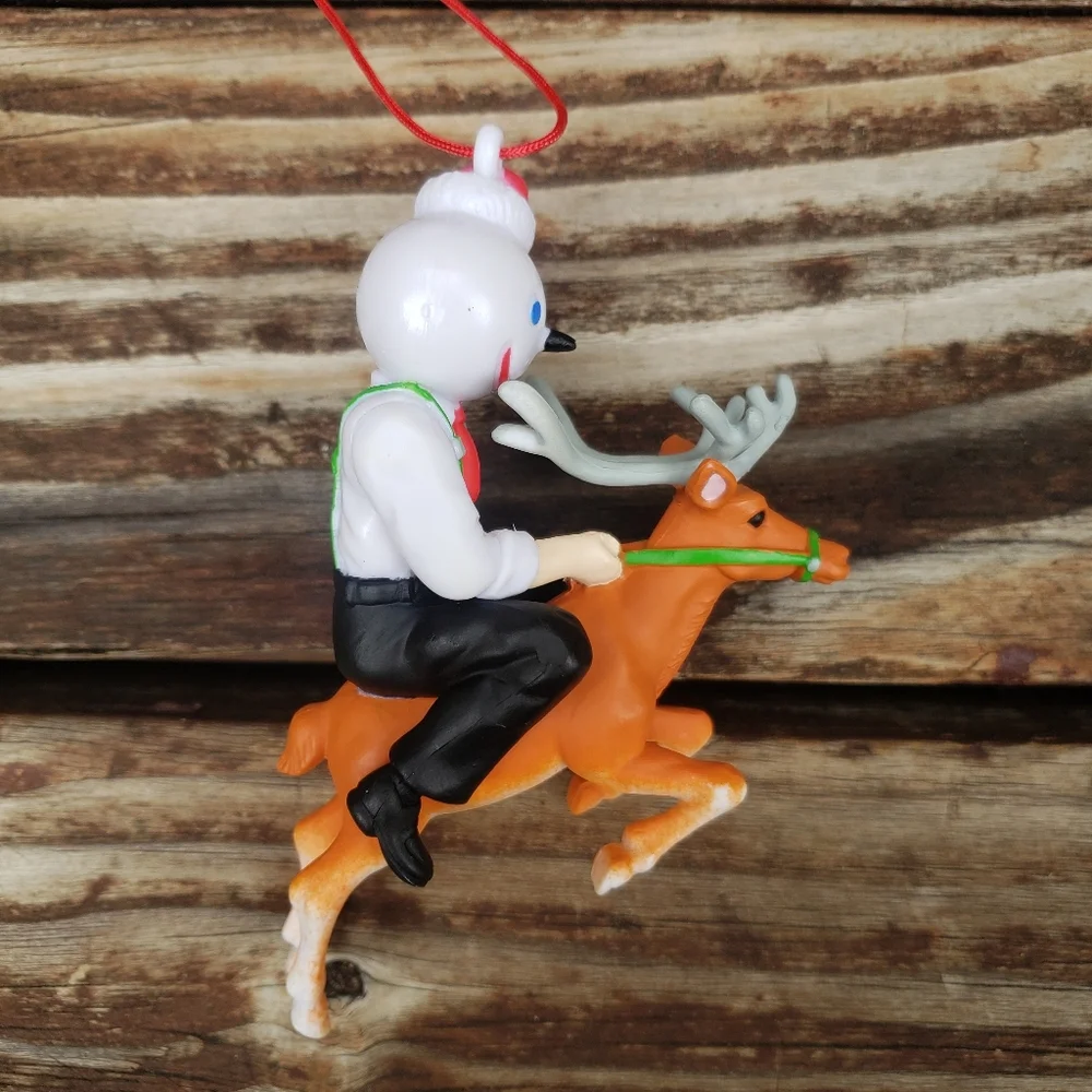 (3) Jack In The Box Ornaments- Jack In The Box Riding A Reindeer